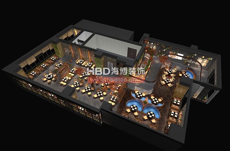 水楓林主題餐廳設(shè)計 鳥瞰圖設(shè)計