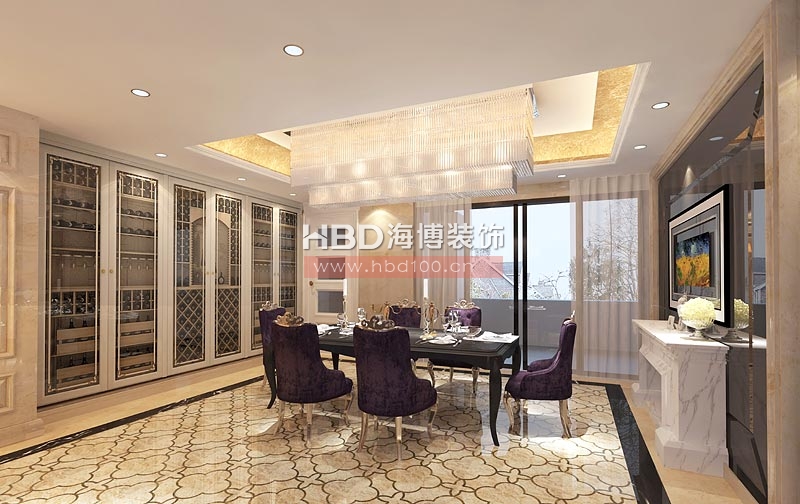 歐式別墅裝修,餐廳設(shè)計效果圖.jpg
